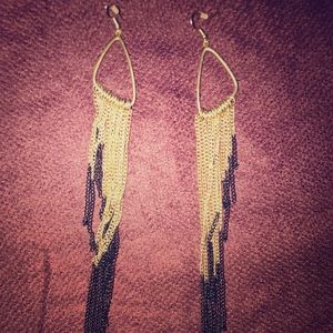 Long earrings gold black symmetric